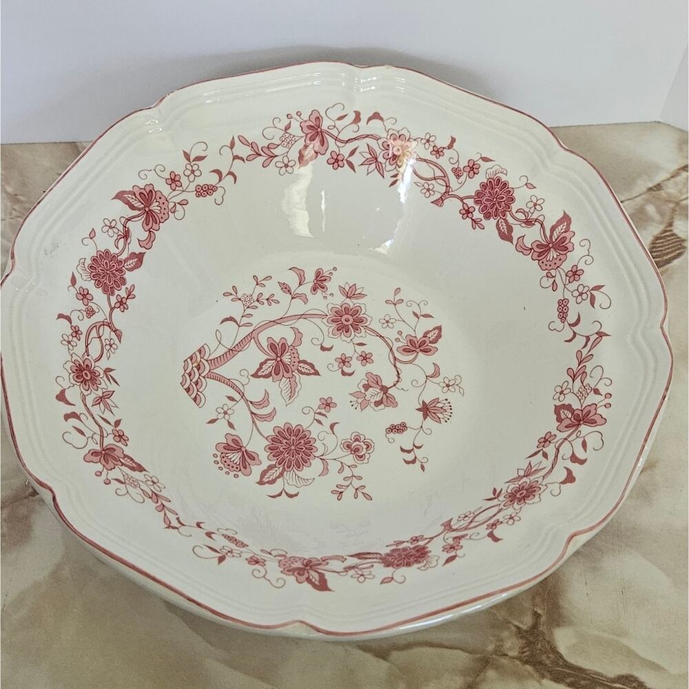 Woolworth Vintage Floral Pink and White Ceramic Bowl